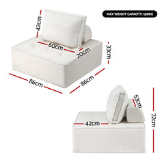Artiss Floor Sofa Lounge Chair 4 Seater with Pillow
