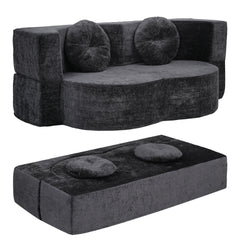 Artiss 2 in 1 Convertible Compressed Sofa Bed, Folding Boneless Sofabed for Living Room ,Comfort Curved Sleeper Couch with High Density Sponge, Apartment Essentials, No Assembly, 2 Pillows, Grey