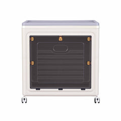 Artiss Foldable Storage Cabinet Stackable Box 2 Doors Rolling Organiser White