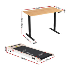 Artiss Electric Treadmill with 120cm Automatic Standing Desk Walking Pad 360mm