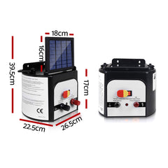 Giantz Fence Energiser 8KM Solar Powered 0.3J Electric Fencing Charger