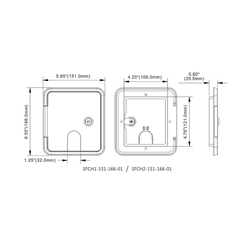 Square Cable Hatch with Key Lock 32mm Cable Opening and Mounting Screws for Boat Marine Caravan RV Outdoor Applications White SFCH1-151-166-01