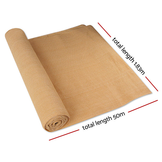 Instahut 50% Shade Cloth 1.83x50m Shadecloth Sail Heavy Duty Beige