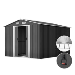 Giantz Garden Shed 2.6x3.9M w/Metal Base Sheds Outdoor Storage Workshop Tool Shelter Sliding Door