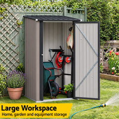 Giantz Garden Shed Outdoor Storage Metal Tool Shed Steel 99x104cm Brown