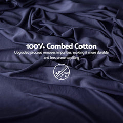 Giselle Double 500TC Cotton 4Pcs Sheet Set with 40cm Extra Deep Pocket for Thick Mattresses Sateen Weave for Sweaty Nights Navy Blue