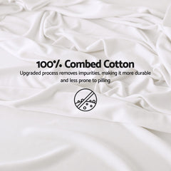 Giselle King 500TC Cotton 4Pcs Sheet Set with 40cm Extra Deep Pocket for Thick Mattresses Sateen Weave for Sweaty Nights White