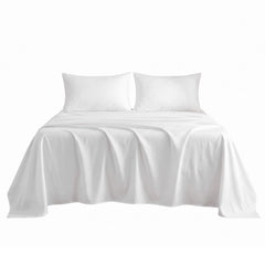Giselle King 500TC Cotton 4Pcs Sheet Set with 40cm Extra Deep Pocket for Thick Mattresses Sateen Weave for Sweaty Nights White