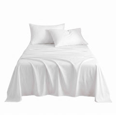 Giselle Single 500TC Cotton 4Pcs Sheet Set with 40cm Extra Deep Pocket for Thick Mattresses Sateen Weave for Sweaty Nights White
