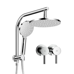 Cefito 9'' Rain Shower Head Set Handheld Round High Pressure Twins Tap Chrome