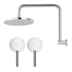 Cefito 9'' Rain Overhead Swivel Shower Head with Wall Twin Swivel Bathroom Tap Silver