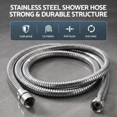 Cefito High-Pressure Shower Heads with Anti-burst 1.5m Hose & 304 S.S Rail, Ideal for Bathroom Upgrades and Pet Washing, 10 Inch Rain & 3-Function Combo