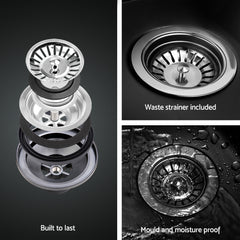 Cefito Kitchen Sink 75X45CM Stainless Steel Basin Single Bowl Drain Part Black