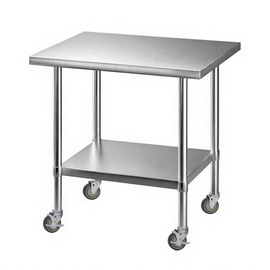 Cefito 914x762mm Stainless Steel Kitchen Bench w/ Splashback Work Table Prep Bench Commercial 430