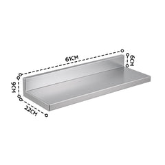 Cefito 610 x 220mm 430 Stainless Steel L-Shaped Kitchen Wall Shelf