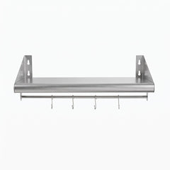 Cefito 610mm 430 Stainless Steel Wall Shelf with Hooks and Side Guards
