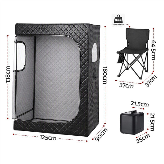 Devanti Portable Steam Sauna Tent 2 Person 1000W 3L Steamer Home SPA 60Min Timer