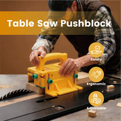 3D Safety Pusher Adjustable Woodworking Push Block with Non-slip Protection Handle for Table Saws Jointers Router Tables Band Saws Safer and Accurate Cuts