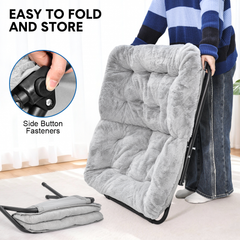 Foldable Saucer Chair Recliner Lazy Chair Metal Frame with 10cm Soft Cushion and Footrest Ottoman for Bedroom Living Room Lounge Chair Loading Up to 125kg