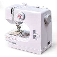 Mini Electric Sewing Machine Multifunctional Portable Sewing Machine Built-in 12 Stitch High-Low Speed with Built in Light Foot Pedal and Sewing Kit White