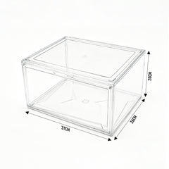 10 Pack Stackable Shoe Box Hard Transparent Acrylic Shoes Storage Container Case with Magnetic Door Multifunctional Display Organiser Each Size 37x26x20cm