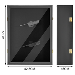 Shoe Display Case Wall Mounted Wooden Sneaker Cabinet with 360 Rotatable Shoe Rack and UV Protection Acrylic Lockable Door Sports Shoes Showcase Box Black