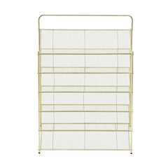 6-Tier Foldable Shoe Rack Pre Assembled Hold up to 24 Pairs of Shoes Freestanding Metal Mesh Shelf for Hallway Entryway Balcony Yard 9.5Lx26.5Wx110Hcm White