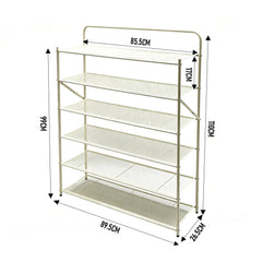 6-Tier Foldable Shoe Rack Pre Assembled Hold up to 24 Pairs of Shoes Freestanding Metal Mesh Shelf for Hallway Entryway Balcony Yard 9.5Lx26.5Wx110Hcm White