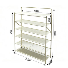 6-Tier Foldable Shoe Rack Pre Assembled Hold up to 24 Pairs of Shoes Freestanding Metal Mesh Shelf for Hallway Entryway Balcony Yard 9.5Lx26.5Wx110Hcm White