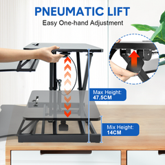 94cm Desk Converter Dual Monitor and Laptop Workstation Ergonomic Design Height Adjustable Sit to Stand Riser with Wide Keyboard Tray for Office
