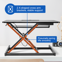 94cm Desk Converter Dual Monitor and Laptop Workstation Ergonomic Design Height Adjustable Sit to Stand Riser with Wide Keyboard Tray for Office
