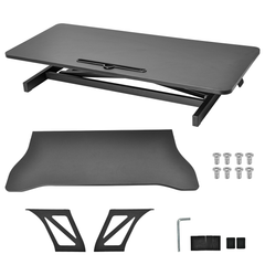 94cm Desk Converter Dual Monitor and Laptop Workstation Ergonomic Design Height Adjustable Sit to Stand Riser with Wide Keyboard Tray for Office