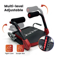 Ab Machine Ab Crunch Trainer 4-Level Adjustable Resistance Sit-Up Core Workout Equipment with 2 Resistance Bands Full Body Workout Home Gym 120kg Capacity