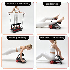 Ab Machine Ab Crunch Trainer 4-Level Adjustable Resistance Sit-Up Core Workout Equipment with 2 Resistance Bands Full Body Workout Home Gym 120kg Capacity