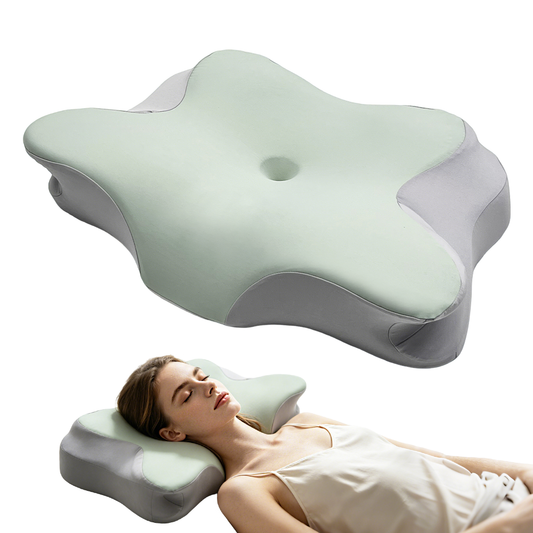 Ergonomic Memory Foam Cervical Pillow Contoured Neck Support Pillow with Removable Washable Pillowcase Dual Height for Side Back Sleepers Mint Green