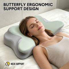 Ergonomic Memory Foam Cervical Pillow Contoured Neck Support Pillow with Removable Washable Pillowcase Dual Height for Side Back Sleepers Mint Green