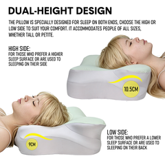Ergonomic Memory Foam Cervical Pillow Contoured Neck Support Pillow with Removable Washable Pillowcase Dual Height for Side Back Sleepers Mint Green