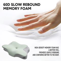 Ergonomic Memory Foam Cervical Pillow Contoured Neck Support Pillow with Removable Washable Pillowcase Dual Height for Side Back Sleepers Mint Green