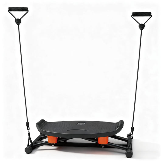 Simulate Ski Training Board Non-Slip Slide Stepper Training Machine with 2 Resistance Bands and Real-time Display Indoor Cardio Full Body Fitness Equipment