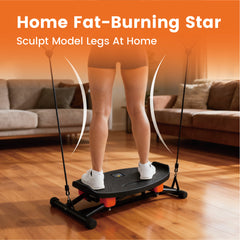 Simulate Ski Training Board Non-Slip Slide Stepper Training Machine with 2 Resistance Bands and Real-time Display Indoor Cardio Full Body Fitness Equipment