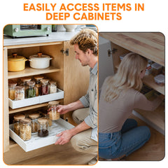 4 Pack Pull Out Drawers 31-51cm Width Expandable Steel Slide Out Shelf Cabinet Organizer with 3 Slide Rail for Kitchen Bathroom Pantry Single Capacity 20kg
