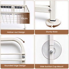 7-Tier Narrow Gap Storage Shelf Slim Refrigerator Side Storage Rack with Sliding Baskets and Paper Towel Holder for Kitchen Bathroom No Drill Height 178cm
