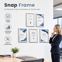 10 Pack A4 Snap Frame Aluminum Front Loading 25mm Mitred Frame with PVC Cover for Wall Mounted Certificate Photo Notice Posters Includes Fixing Kit