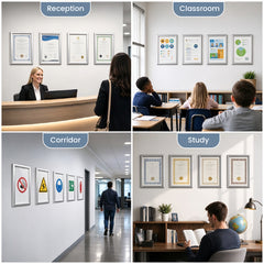 10 Pack A4 Snap Frame Aluminum Front Loading 25mm Mitred Frame with PVC Cover for Wall Mounted Certificate Photo Notice Posters Includes Fixing Kit