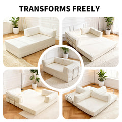 2-In-1 Compression Sofa Bed Multifunctional 2 Seater Couch Set with Comfy Cushion Back for Living Room Bedroom Apartment Versatile Layouts 75x100x180cm