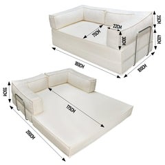 2-In-1 Compression Sofa Bed Multifunctional 2 Seater Couch Set with Comfy Cushion Back for Living Room Bedroom Apartment Versatile Layouts 75x100x180cm