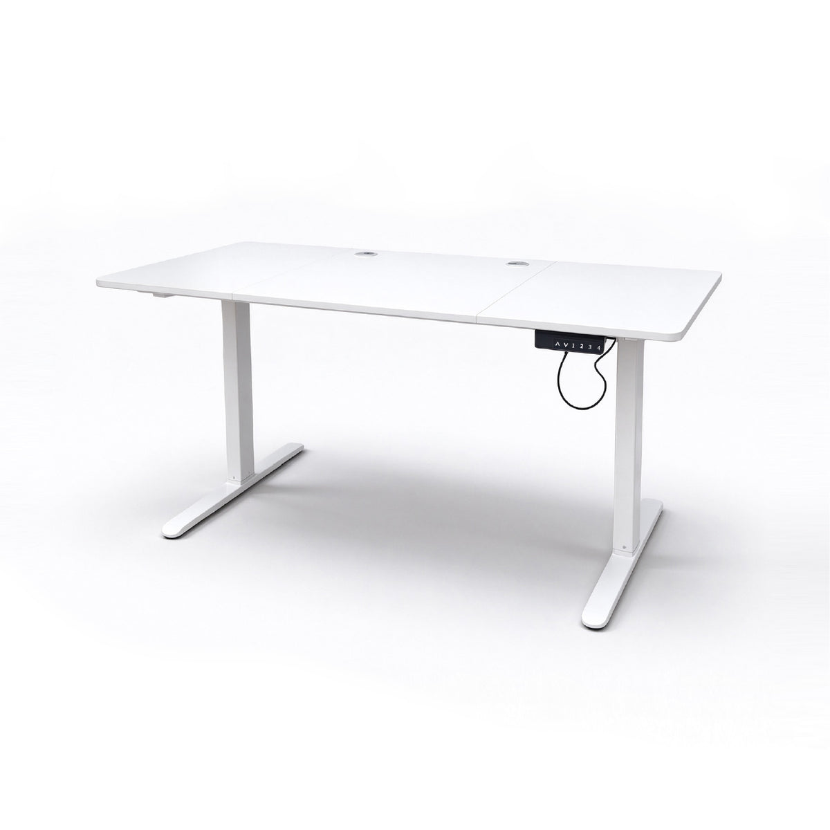 Electric Standing Desk 140 x 60cm Ergonomic Sit Stand Desk Height Adjustable with Hanging Hooks and Cable Management Home Office Computer White