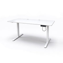 Electric Standing Desk 140 x 60cm Ergonomic Sit Stand Desk Height Adjustable with Hanging Hooks and Cable Management Home Office Computer White