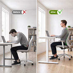 Electric Standing Desk 140 x 60cm Ergonomic Sit Stand Desk Height Adjustable with Hanging Hooks and Cable Management Home Office Computer White
