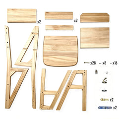 Convertible Wooden Step Ladder Chair 4 Step Folding Chair Solid Pine Wood 120kg Capacity Space Saving Kitchen Household Step Stool Storage Display Shelf